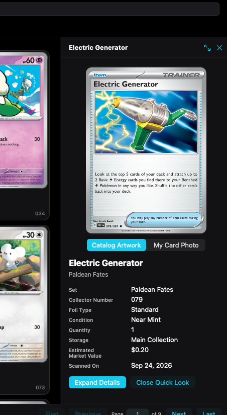 The inspector shows the copy you own without leaving the collection.