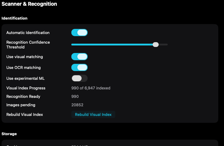 Visual matching and text matching can be reviewed before a scanning session.