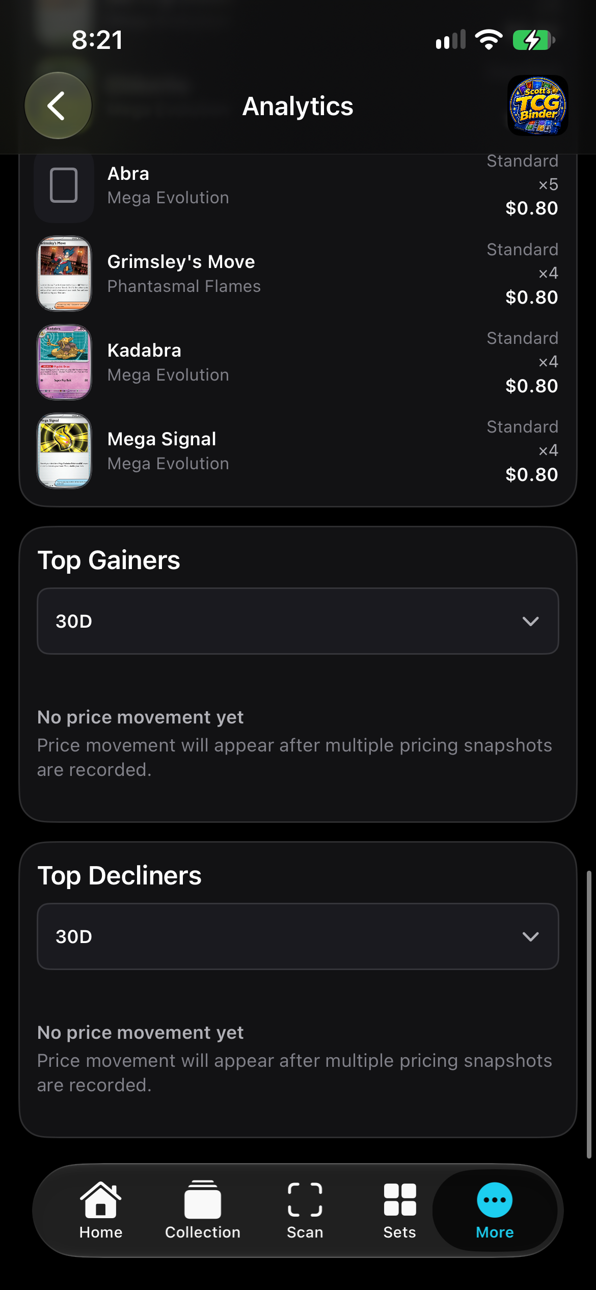 iPhone Top Gainers and Top Decliners, each with a 30D menu.